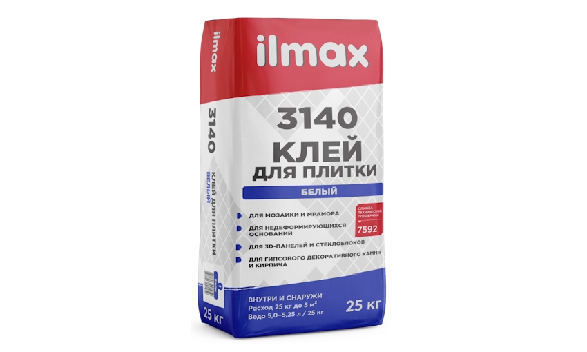ilmax 3140 25кг - Клей для плитки белый